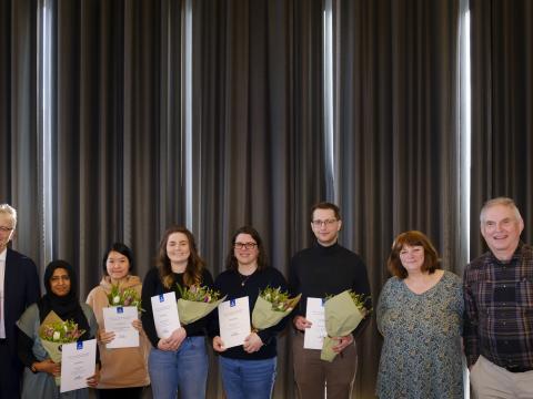 Styrkþegar Bláa naglans ásamt Jóhannesi Reynissyni, Jóni Atla Benediktssyni og Jónu Freysdóttur. MYND/Kristinn Ingvarsson